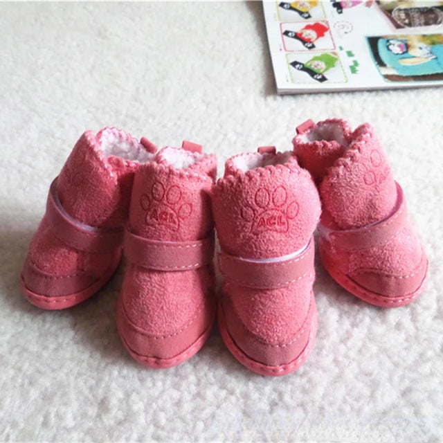 Pet Dog Shoes 4pcs Thick Warm Rain Snow Carton Boots Prewalkers Walking Puppy Sneakers Dog Accessories