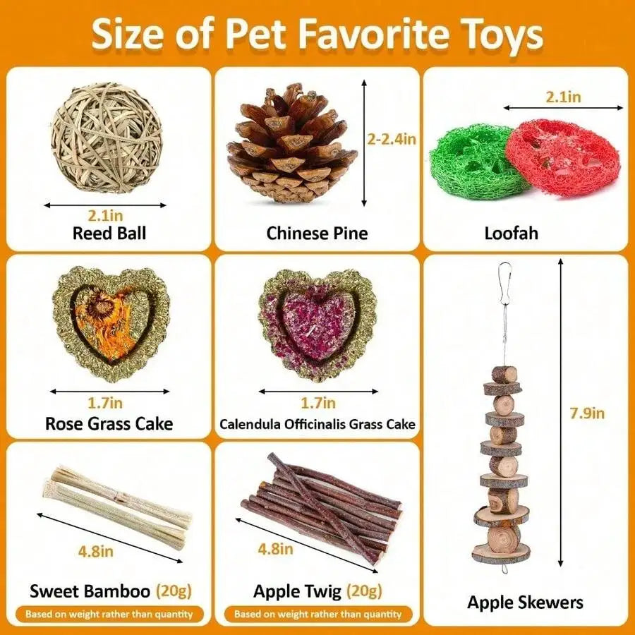 Small Pet Chewing Toys Set Wood Hay Swing Seesaw Bridge For Guinea Pig Rat Chinchilla Gerbil Rabbit