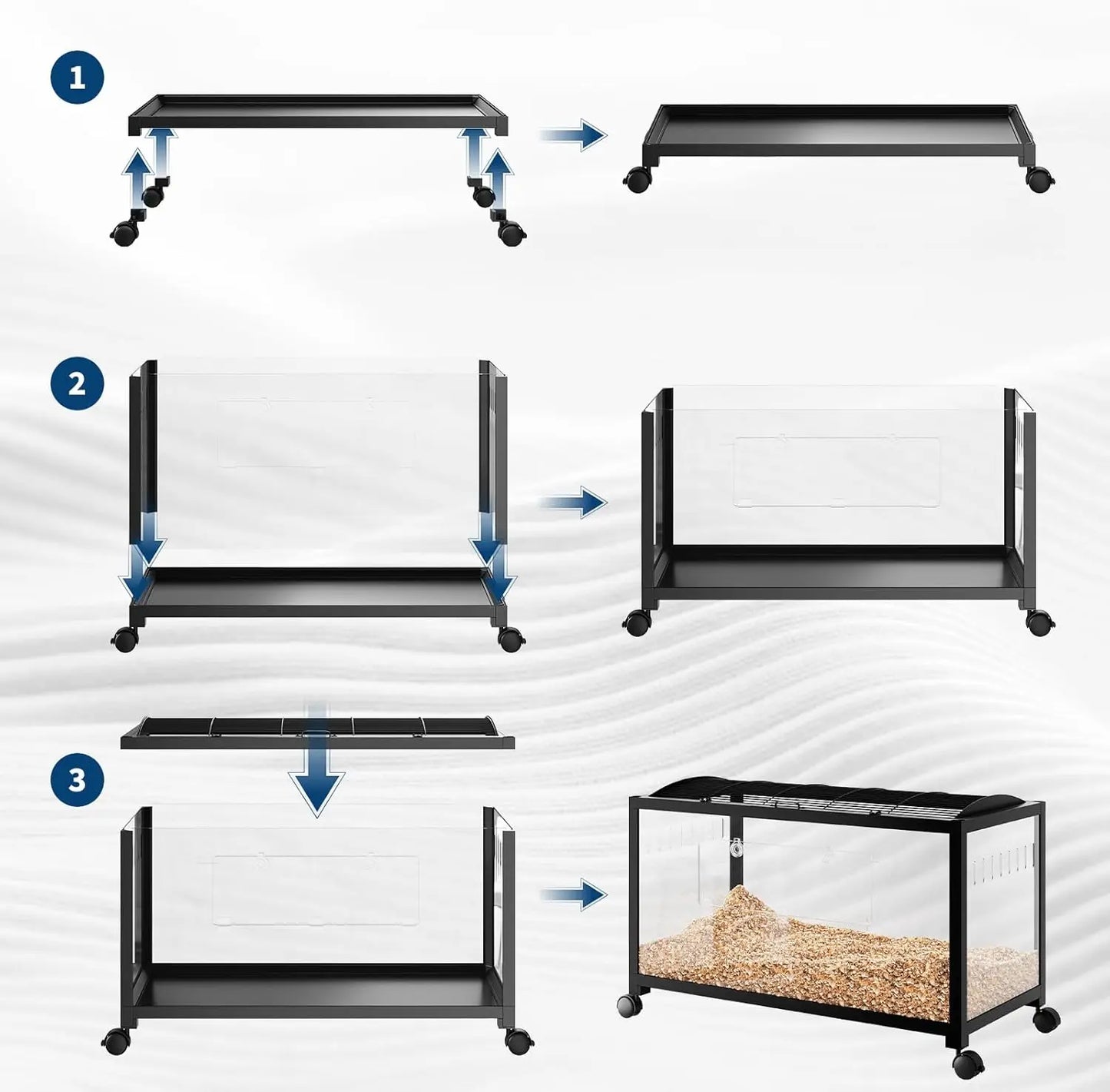 Chew-Proof Metal Hamster Cage - Stackable Small Animal Habitat with Acrylic Panels, Dual Doors, Lift Top, Wheels, Ventilated for Syrian & Dwarf Hamsters, Gerbils, Rats, Guinea Pigs