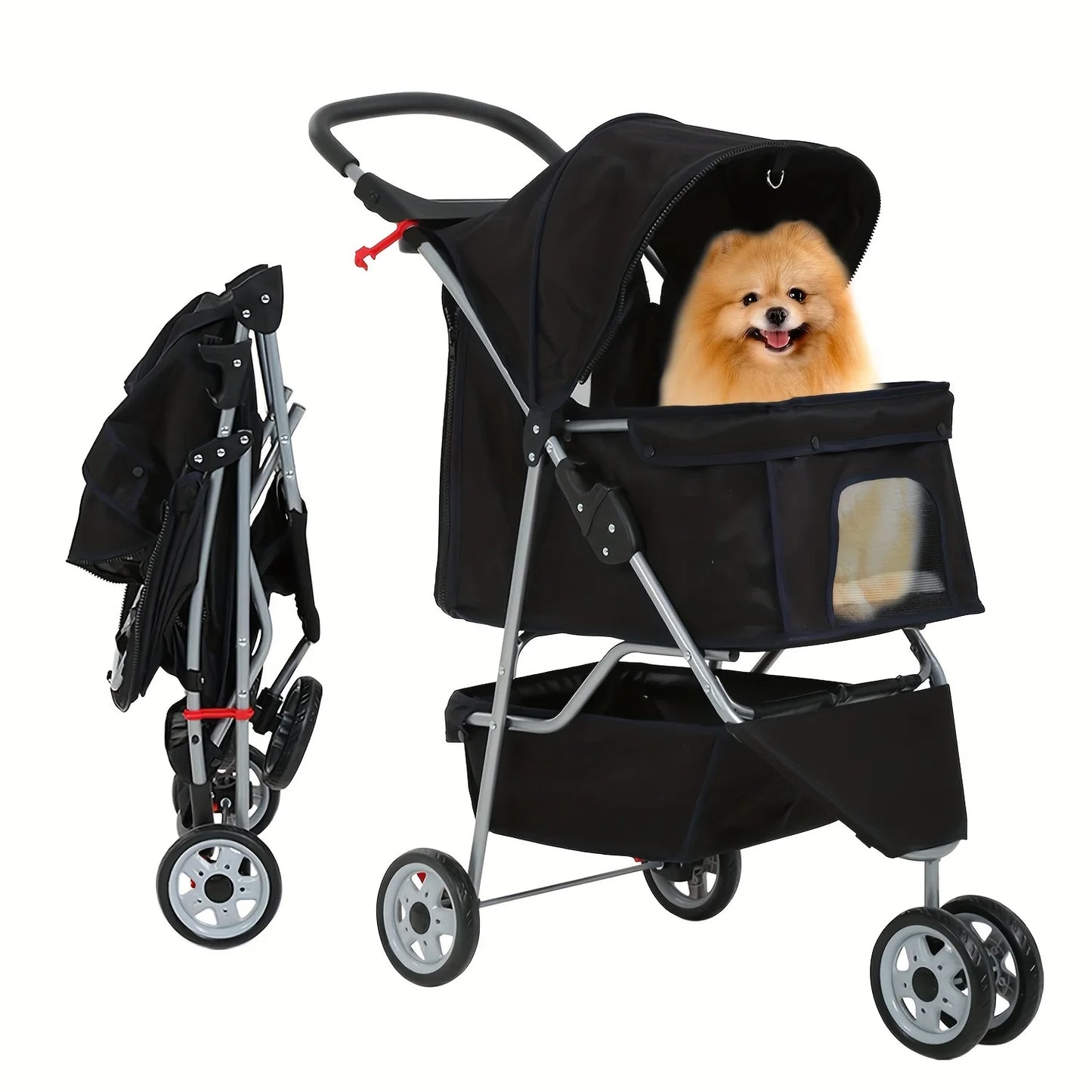 DOPINMIN Dog Stroller, 3 Wheels Pet Cat Jogger Stroller, Folding Carrier Waterproof Puppy Stroller With Cup Holder & Removable Liner, Dog Strollers For Small Dogs, For Small And Medium Pets