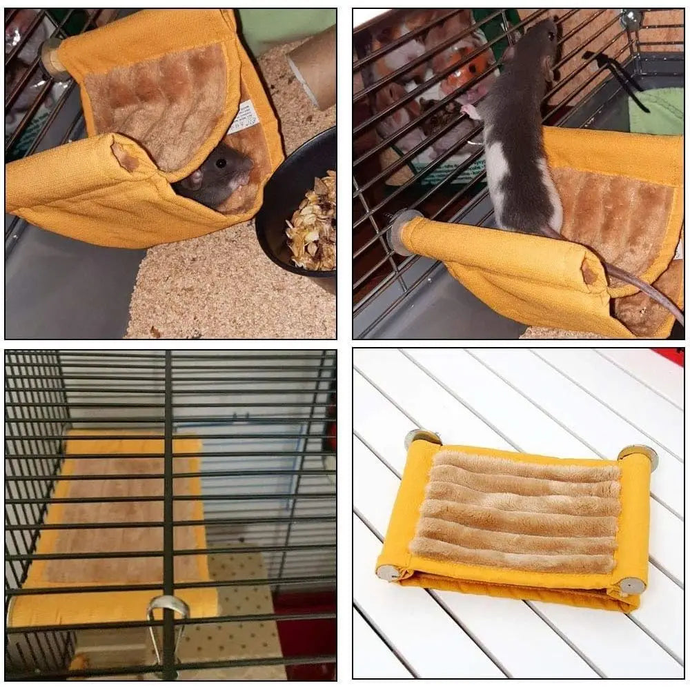 Warm Hammock House Hanging Swing Bed Guinea Pig Cage Bedding Small Pet Animal Double Layer Cage Tent Nest Winter Play Sleep