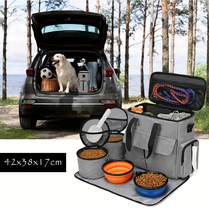 5pcs Large Capacity Dog Treat Pouch, Durable Nylon With Zip Closure, Multi-Functional Outdoor Pet Carrier Bag For Dogs, Ideal For Camping & Walks