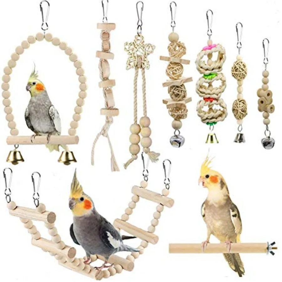 Parrot Swing Toys Chewing Perch Hammock Ladder Bird Cage Toys
