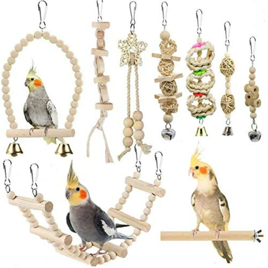 Parrot Swing Toys Chewing Perch Hammock Ladder Bird Cage Toys