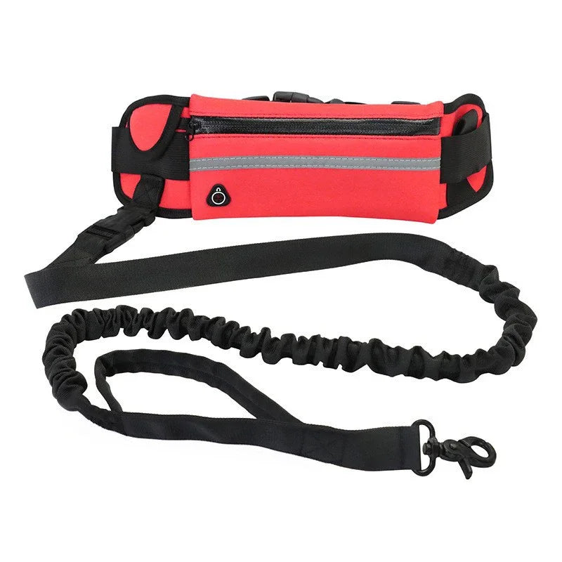 Hands Free Dog Leash With Reflective Retractable Belt Waist Bag