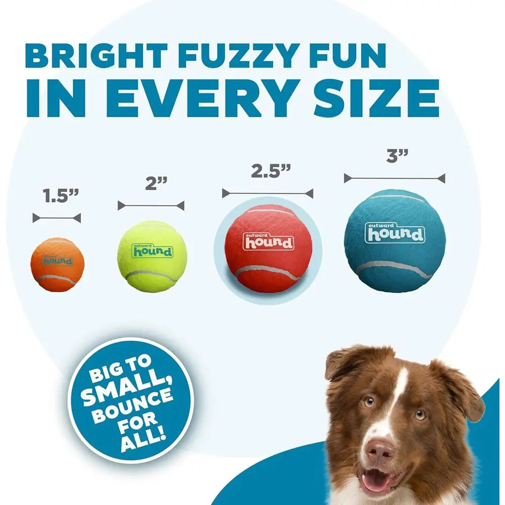 Squeaker Ballz - Squeaky Tennis Balls for Dogs Under 50 lbs, Interactive Dog Toy, Medium (2.5), 4-Pack