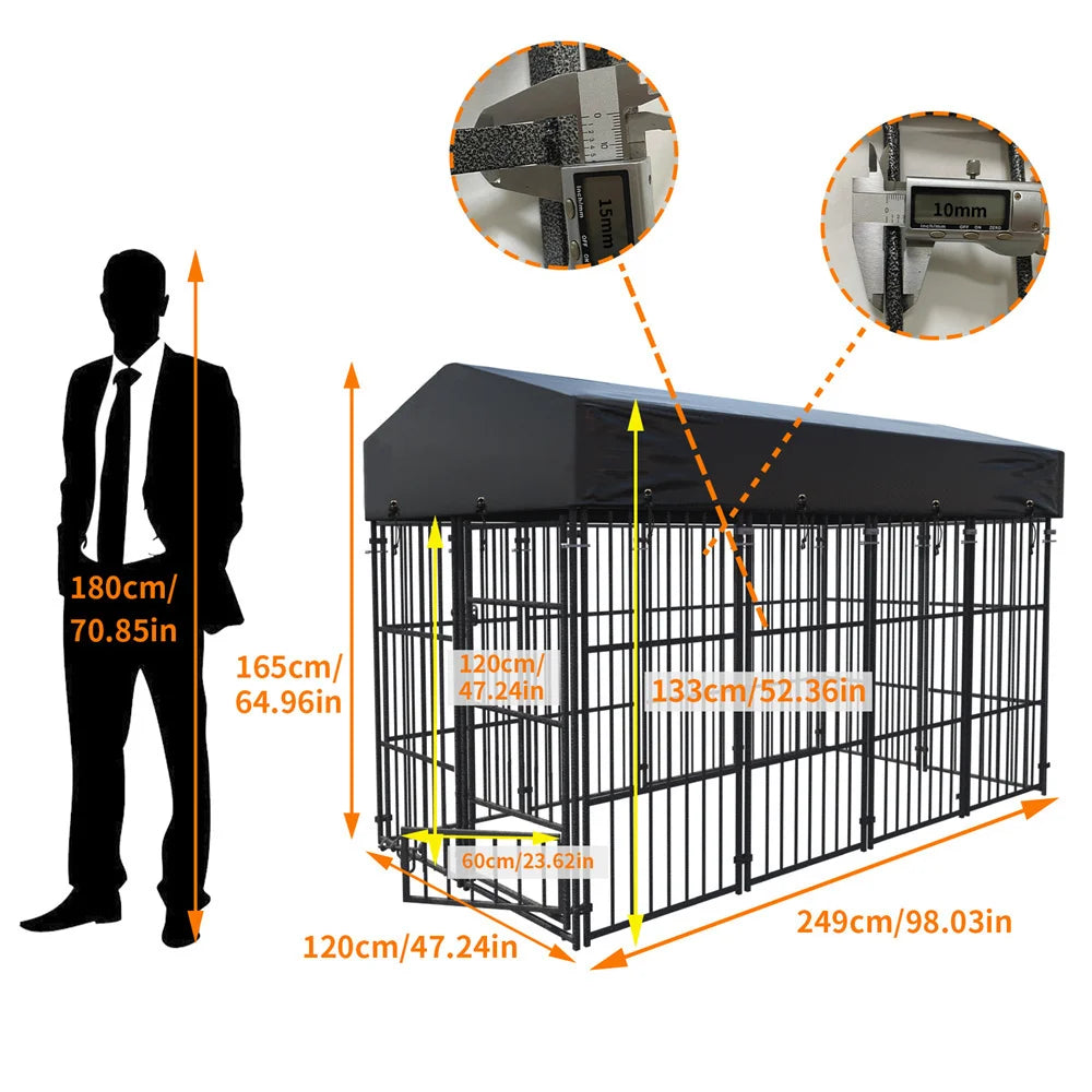 BORWART Heavy Duty Dog Kennel With Welded Metal Playpen Roof
