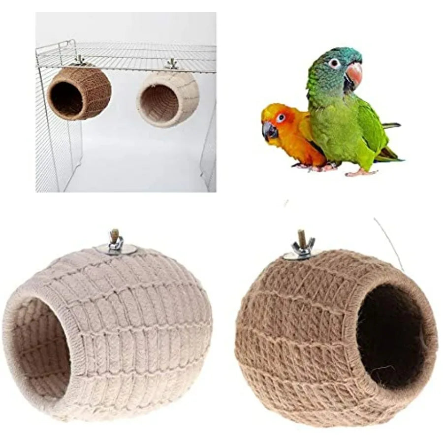 Bird Breeding Nest Warm Rope Bed House for Small Medium Bird Parrot Parakeet Conure Cockatiel Canary Finch Lovebird Budgie D: H