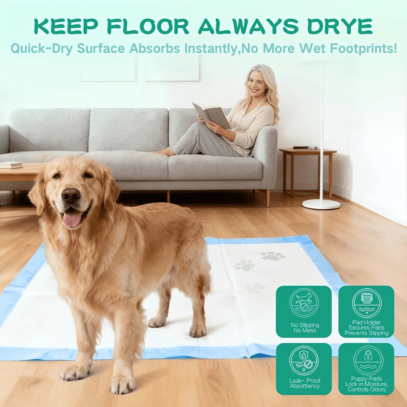 XXXL 6-Layer Thickened Urine Pad, Super Absorbent, Enlarged and Weighted Pet Urine Pad, Leakproof, Tear-resistant, Reduces Odor, Suitable for Bedrooms and Various Pet Dog Beds for Large Dogs, Dog Stuff Clearance, Dog Pee Pads