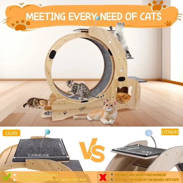 6-in-1 Upgraded Cat Exercise Wheel, Silent Large Treadmill for Indoor Cats
