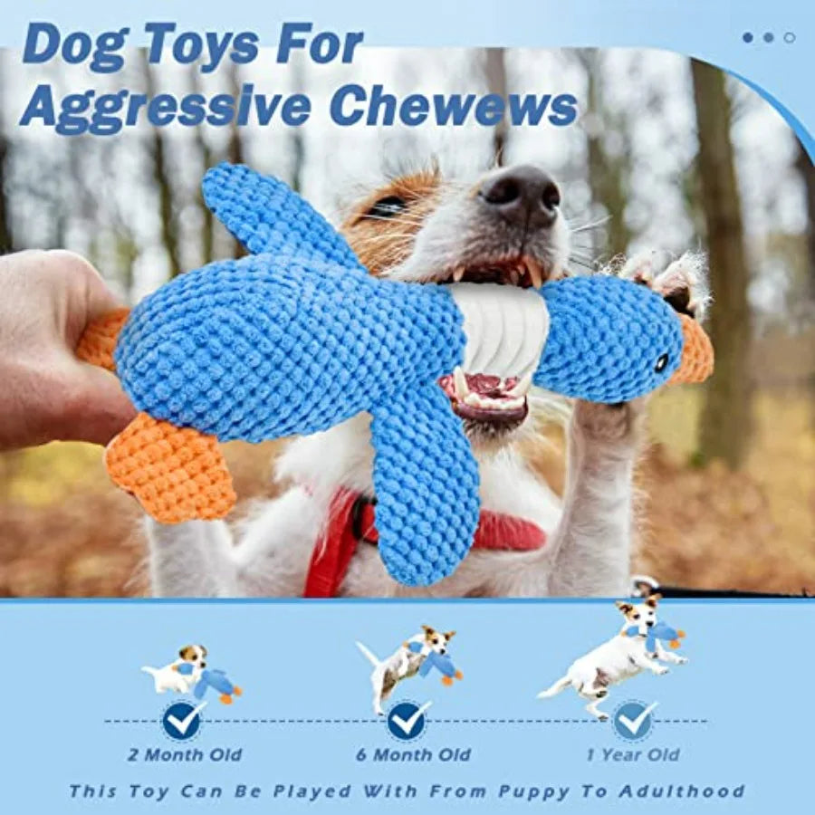 Upgraded Goose Indestructible Dog Toys for Aggressive Chewers Small Medium Large Breed, Crinkle Squeaky Plush Dog Puppy Chew To
