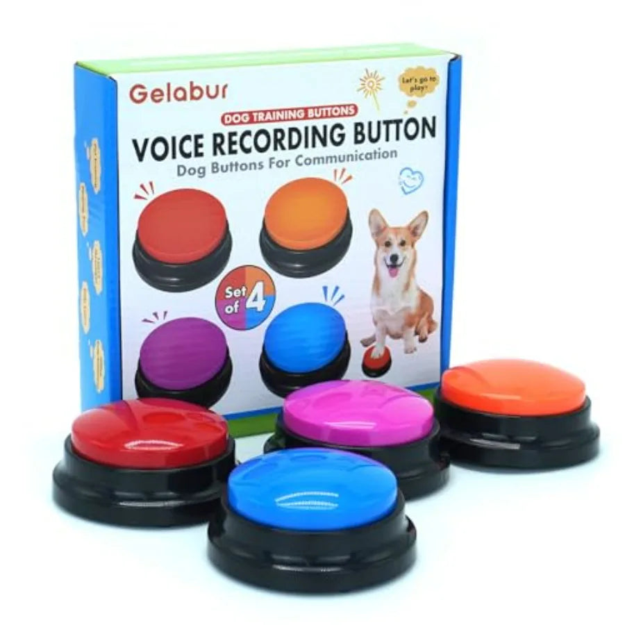 Set of 4 Dog Buttons for Communication, Voice Recordable Buttons for Classroom, Dog Training Talking Buttons Starter Set, Pet E