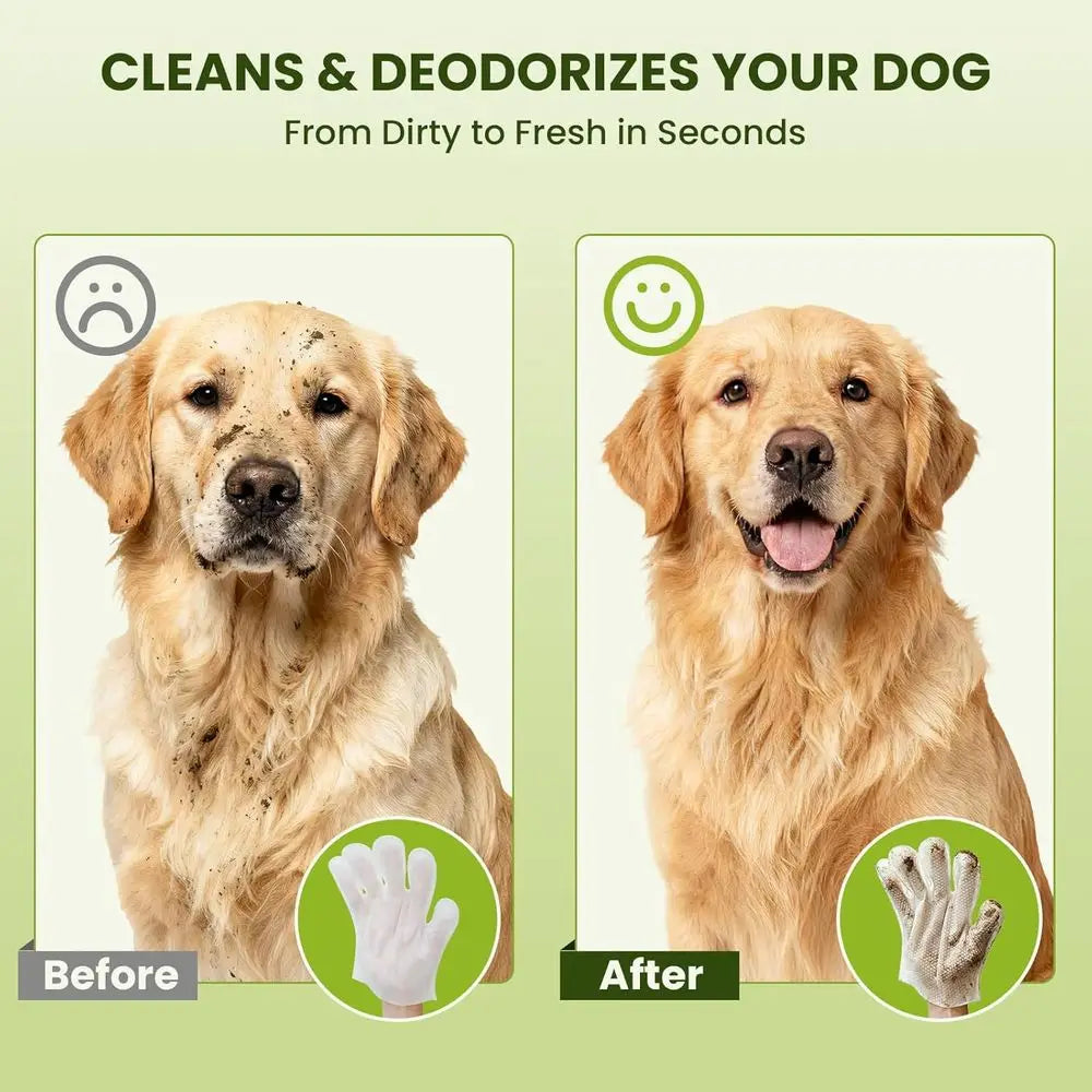 Hypoallergenic Pet Glove Wipes For Dogs Cats No Rinse Deodorizing