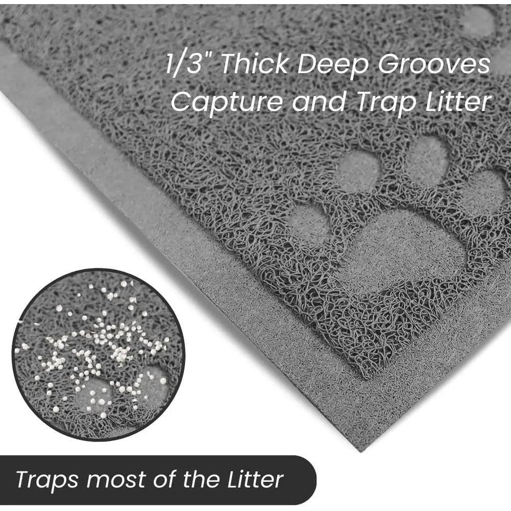 Small Cat Litter Mat, Pack of 1 - Waterproof, Non-Slip & Easy to Clean, Extra Efficient Pet Litter-Trapping, Grey (15.75” X 11.7