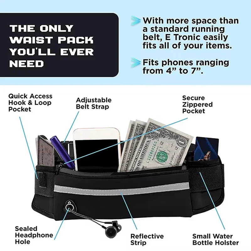 Hands Free Dog Leash With Reflective Retractable Belt Waist Bag
