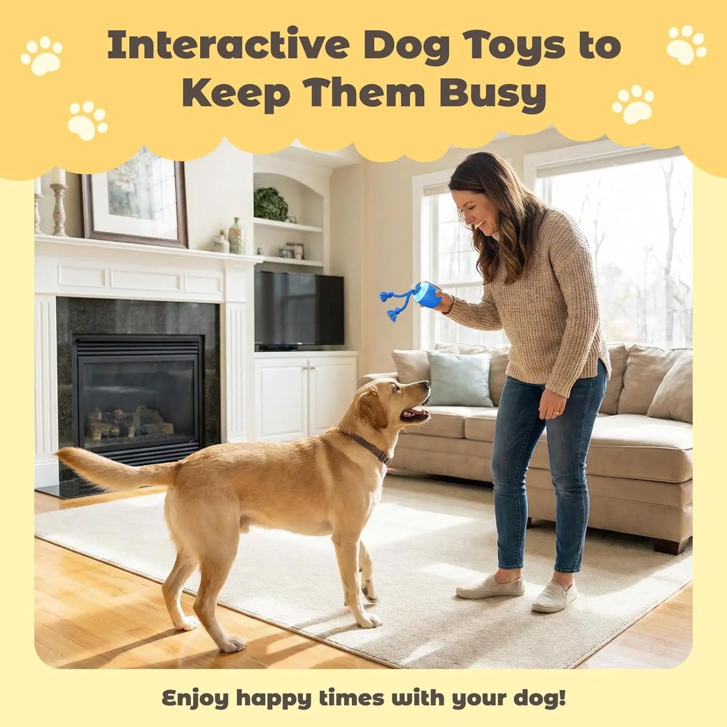 Motion-Activated Interactive Dog Toy, Auto-Rolling Ball for Medium Large Dogs, Blue