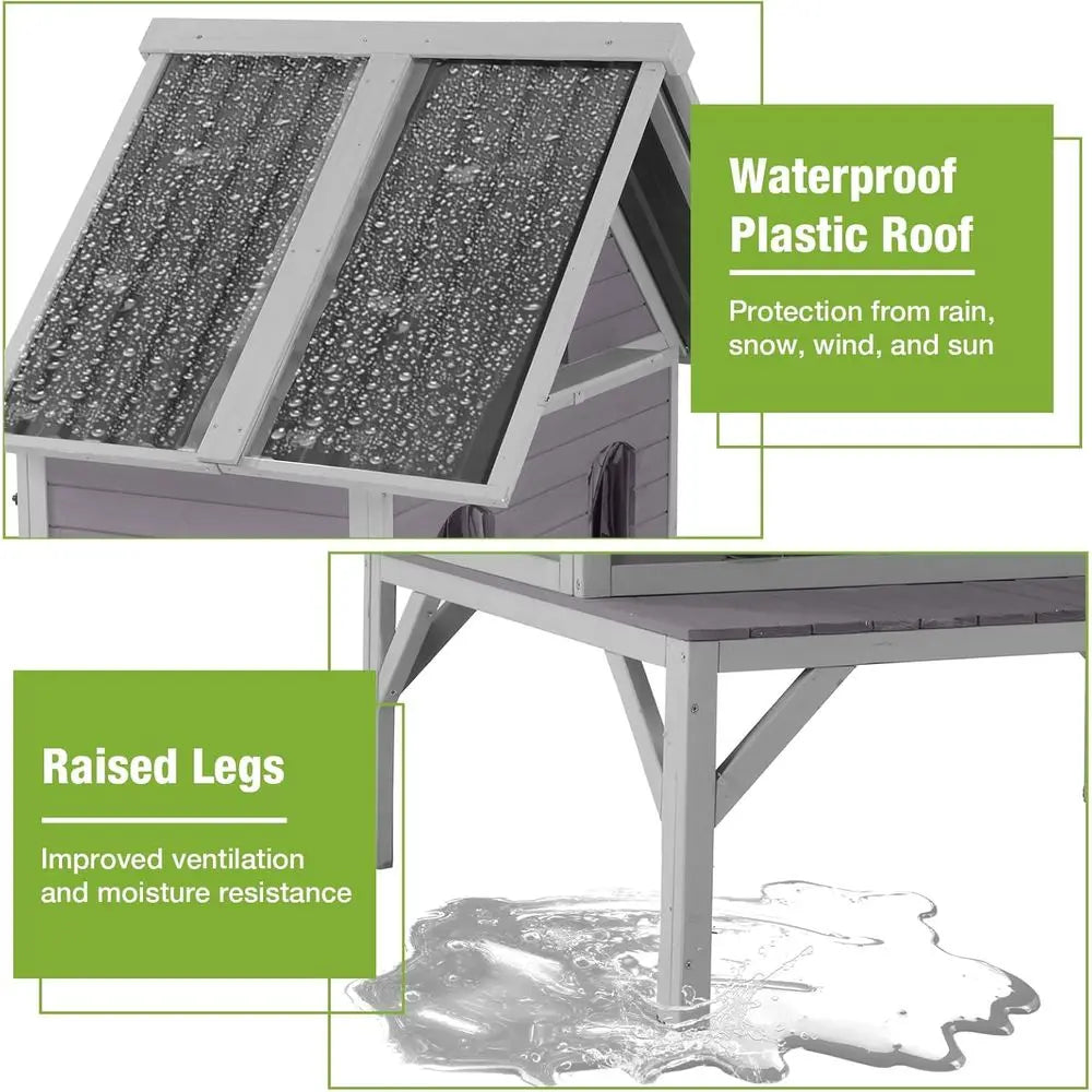 Outdoor Cat House Weatherproo eral Cat Shelter or Multiple Cats, 2-SIndependent Design with Ese-riendly Doand Spacious Porch