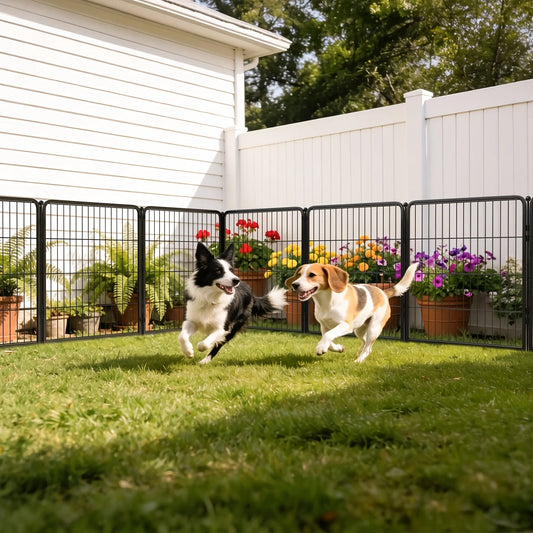 FXW 8/16/24/32/48 Panels Aster Dog Playpen Outdoor, Indoor for Large/Medium/Small Dogs - Heavy Duty Metal Pet Fence with Gate, 24/32/40 Inch Height, Silvery - Portable Exercise Pen for Yard, Garden, RV Camping - Christmas Gif