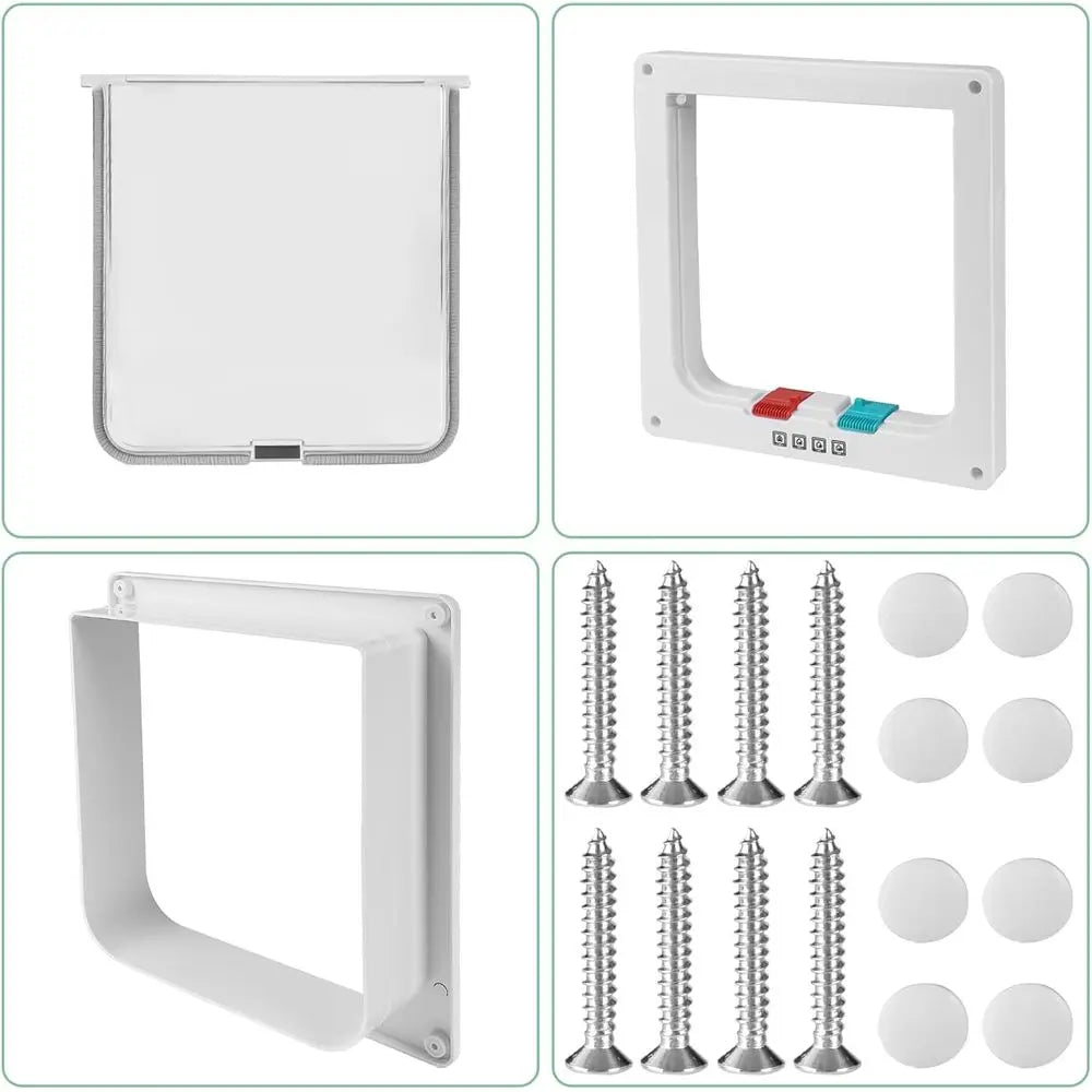 4-Way Locking Option or Interior/Exterior Door Walls | Weatherproof & Secure Cat Flap with Easy Installation Kit