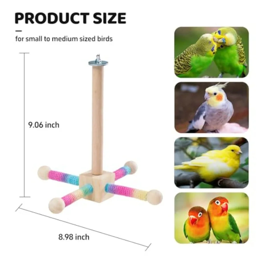Hanging Bird Perch Toy With 360 Degree Free Spin Wooden