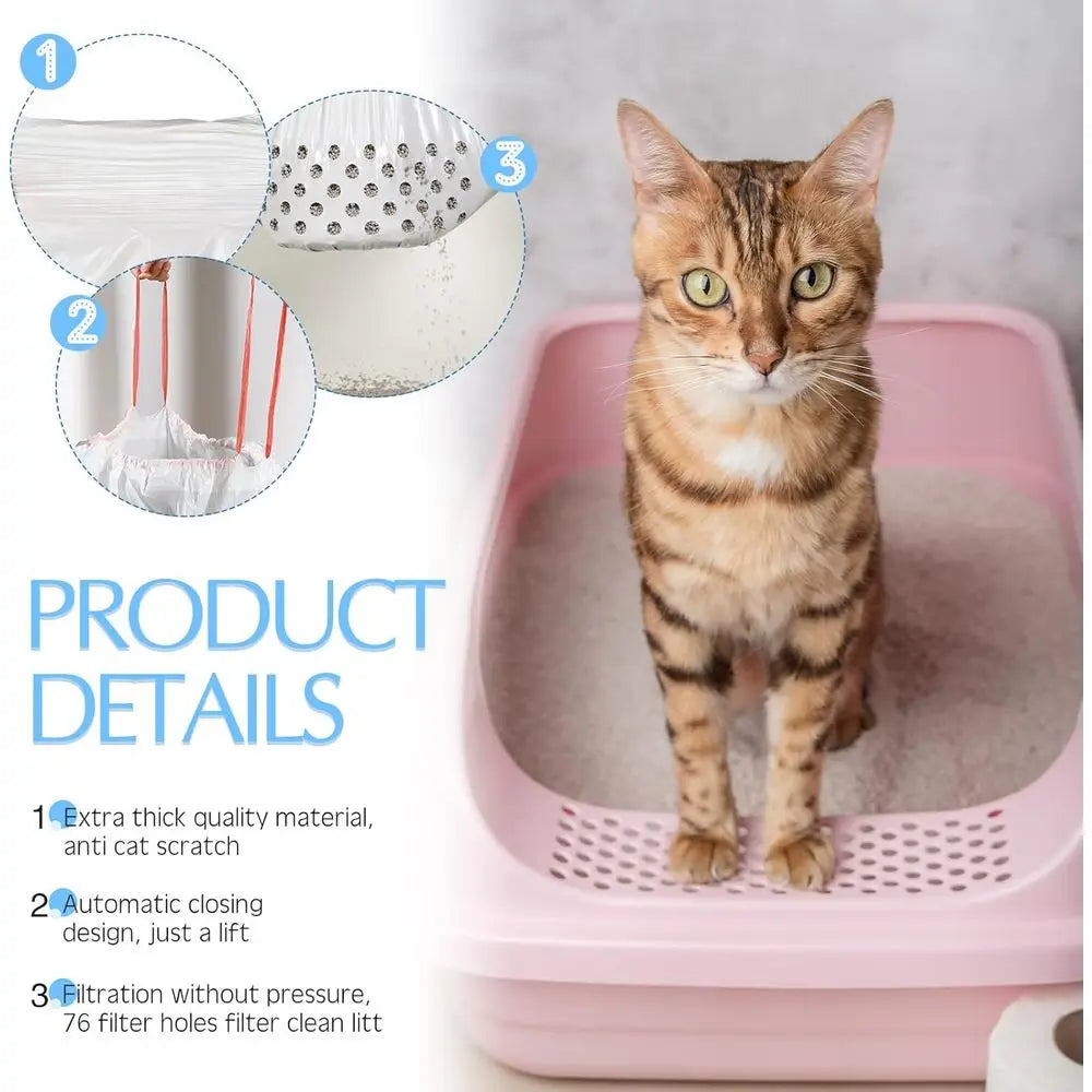 84 Count Siting Litter Box Liners, Jumbo Siting Cat Litter Bags with Holes, 31 x 18 Inch 22 lb acity Portable Thick Scratch Resi