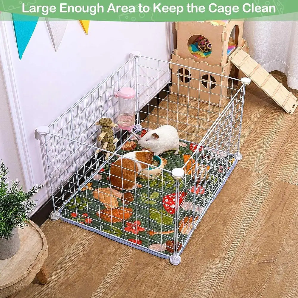 2 Pack Washable Guinea Pig Cage Liner Reusable Mat Waterproof Bedding, Super Absorbent Pee Pads for Small Animals, Hamster, Rabb