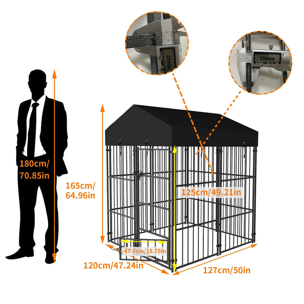 BORWART Heavy Duty Dog Kennel With Welded Metal Playpen Roof