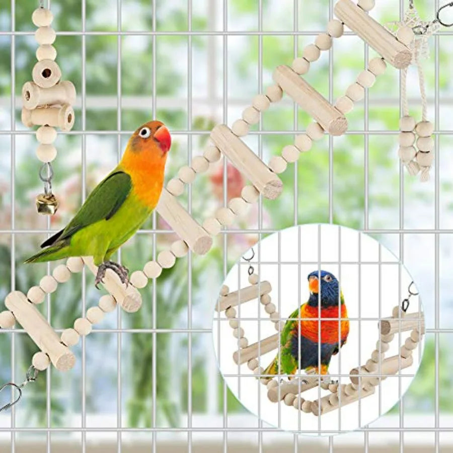 Parrot Swing Toys Chewing Perch Hammock Ladder Bird Cage Toys