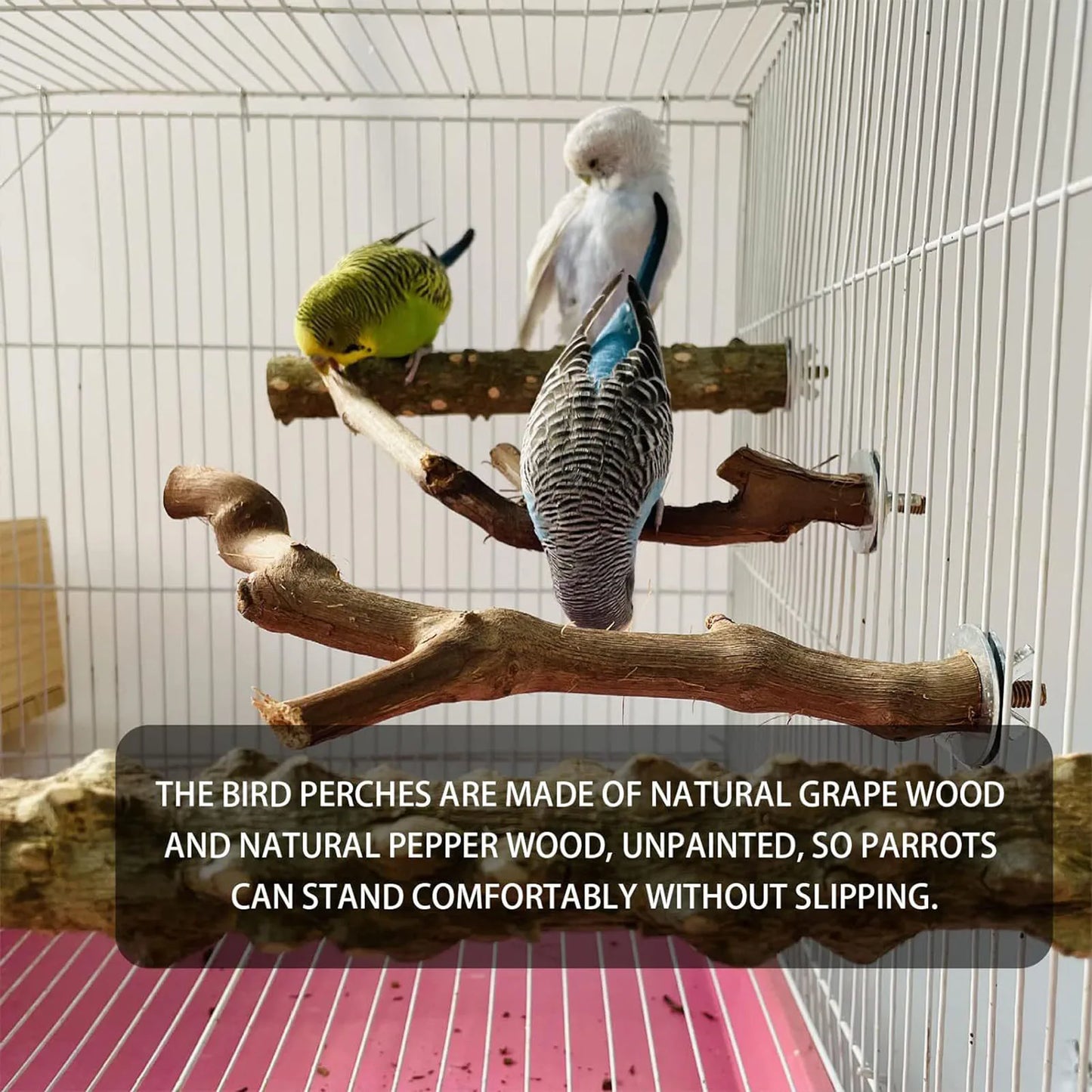 5PCS Wooden Parrot Stand Branch Made of Natural Trees Safe Branch for Small Parrot Birds