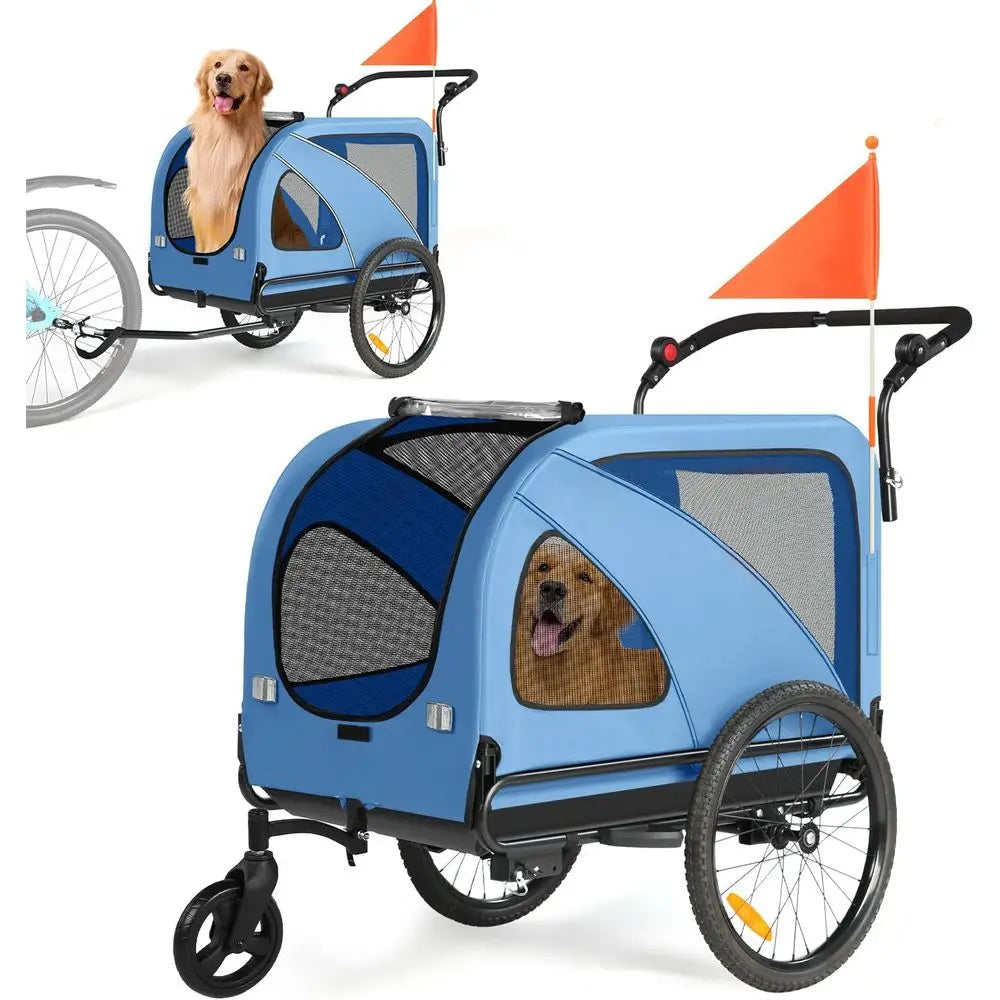 110 lb Capacity 2-in-1 Dog Bike Trailer and Stroller with Quick Release Wheels and Non-Slip Floor