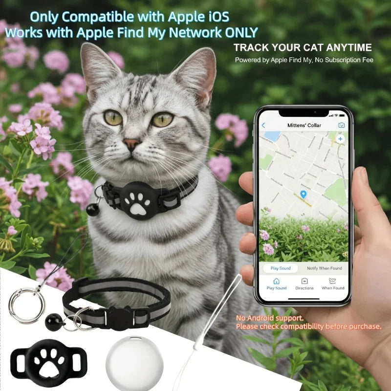 5pcs Pet Locator Set (Includes 1 Tracker, 2 Leashes, 1 Collar, 1 Protective Case) Smart 2-In-1 Multifunction GPS Tracker Collar Set, Cat Tracker GPS Collar, Kitten GPS Collar, Pet Additions, Compatible with Ios, Without Batte