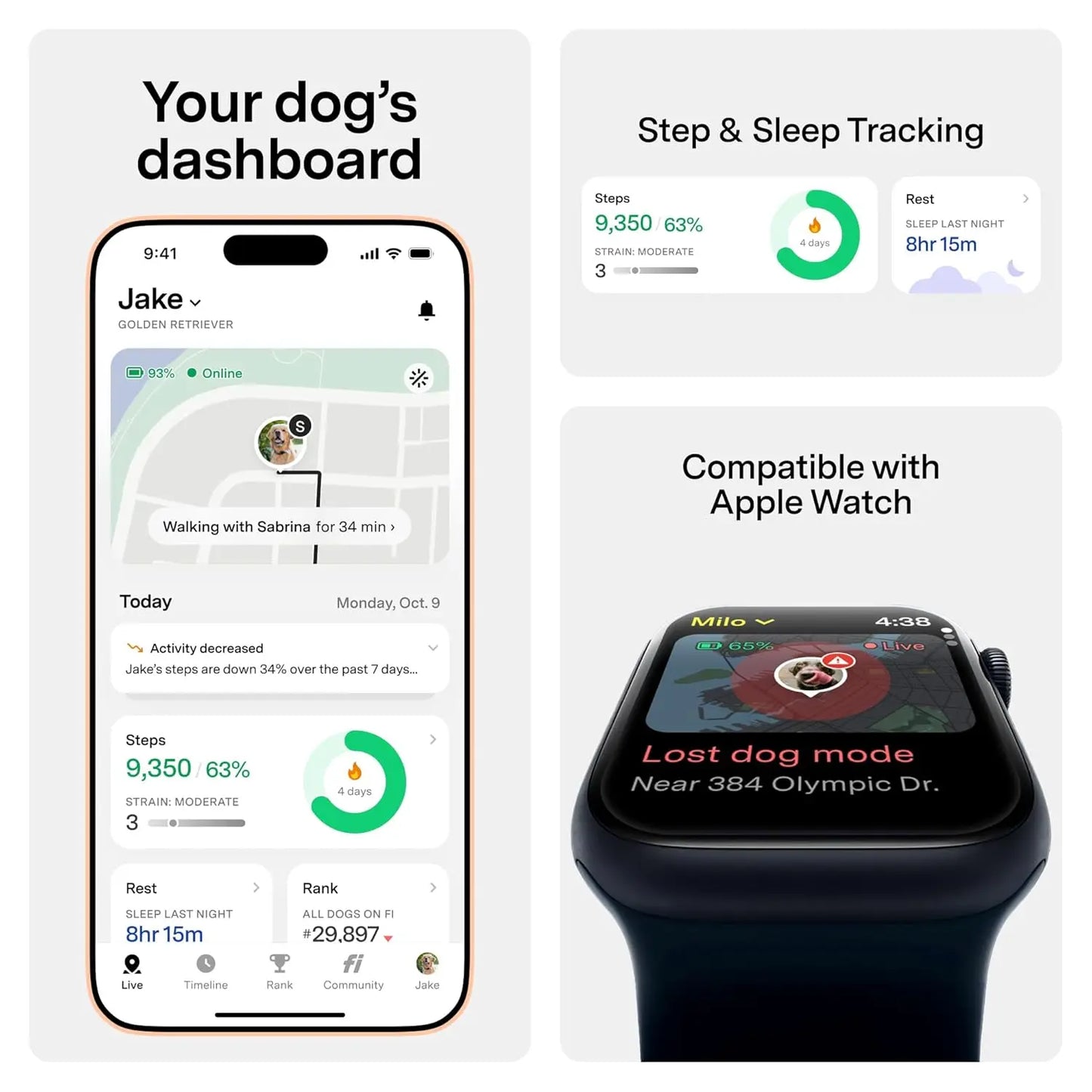 New  Series 3+ Smart Dog Tracker Collar [12 Month Membership Included] GPS Tracker for Dogs with Health & Behavior, Customized