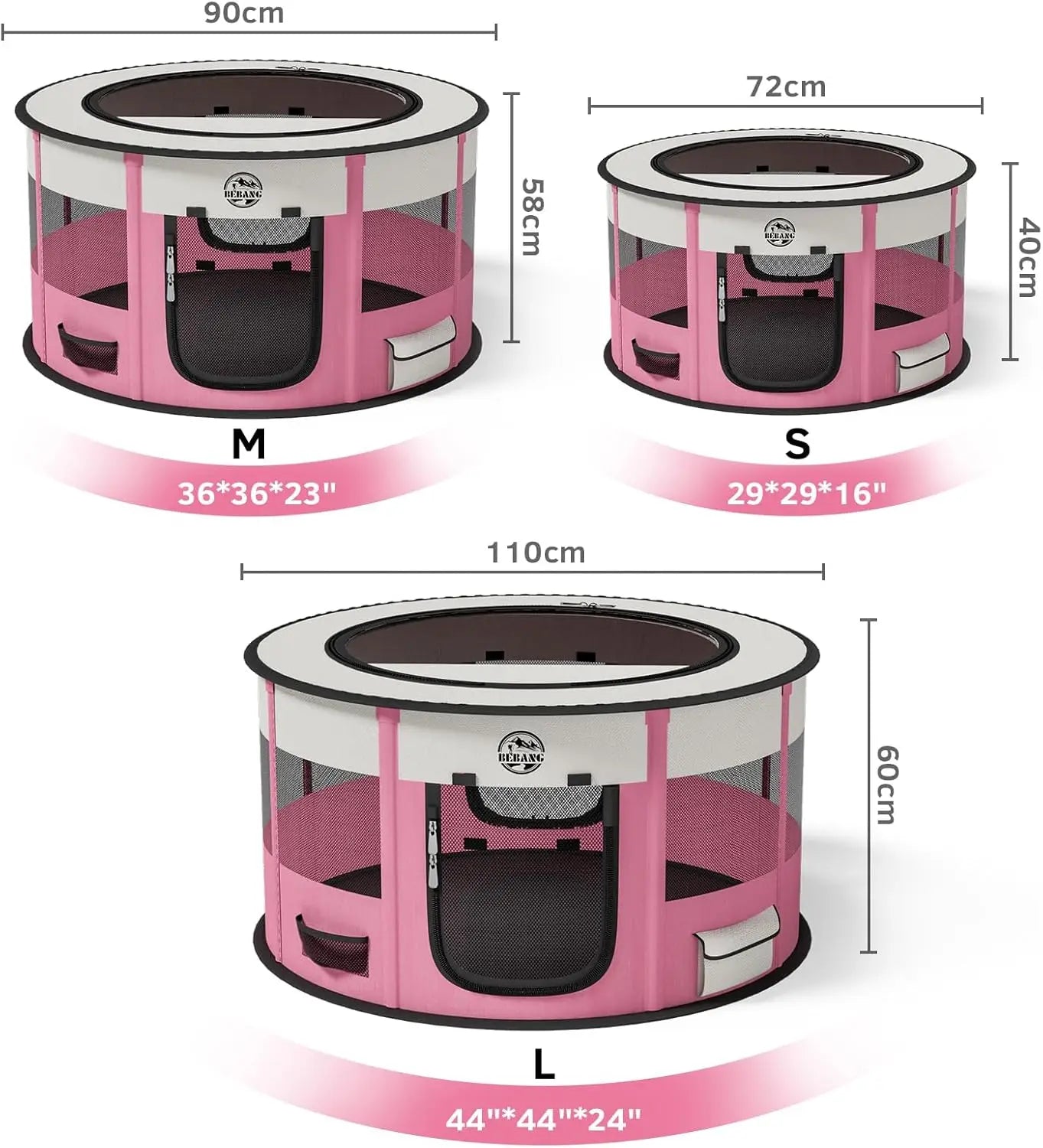 Foldable Pet Playpen for Small Dogs Cats Portable Cage with Food Bowl Carrying Case