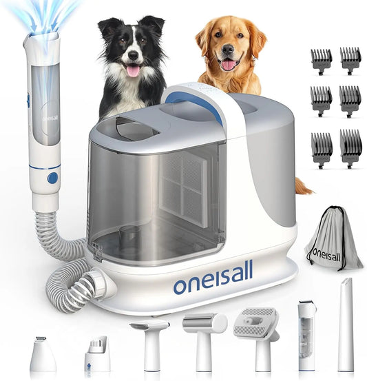 7-in-1 Dog Grooming Vacuum Kit, 13000Pa Powerful Suction, 3L Dust Cup, Quiet & Cordless Pet Hair Clippers