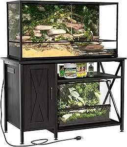 40-120 Gallon Reptile Tank Stand with Power Outlet, Terrarium Stand with Storage Cabinet, 48 X 24 Tabletop, Reptile Terrarium,Tu