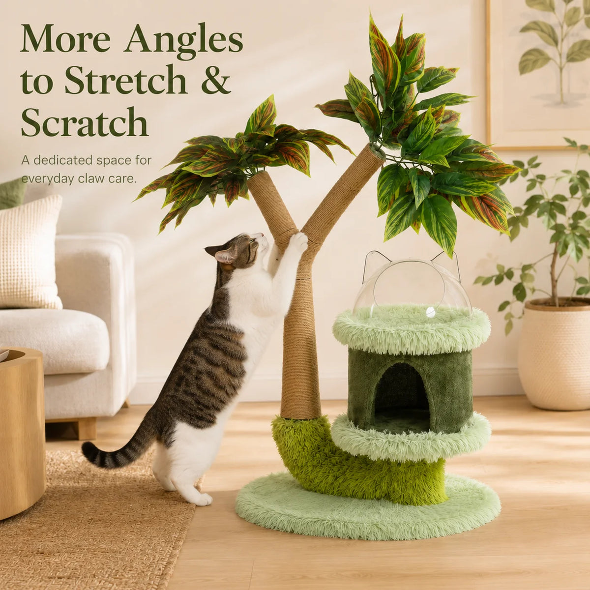 Premium Double Tier Cat Tree With Sisal Posts And Cozy Platform