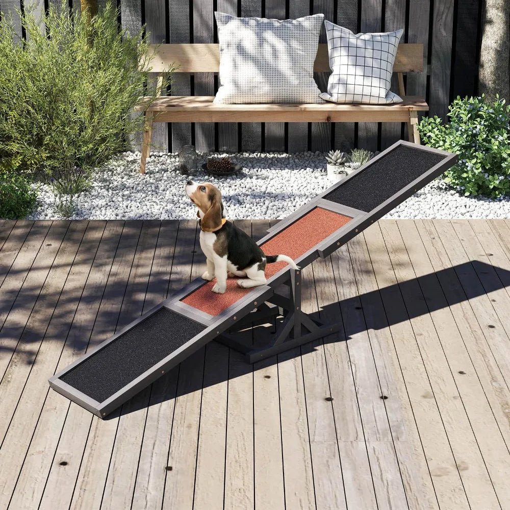 Wooden Dog Agility Seesaw, Dog Exercise & Play Set, Outdoor Run Game Toy