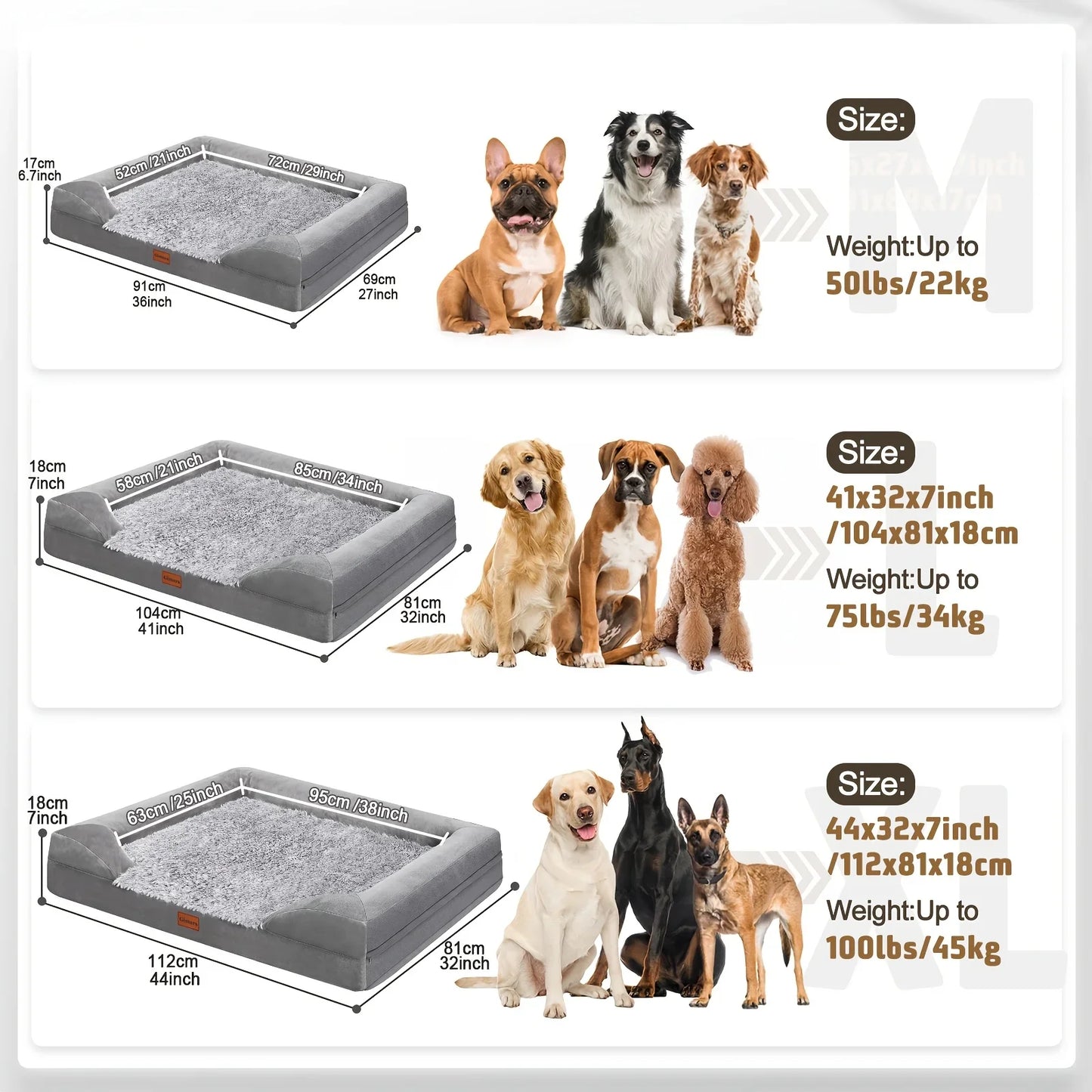 Gimars Orthopedic Egg Foam Ultra Soft Dog Beds with Easy Clean Removable Washable Pet Beds Cover for Large Medium Small & Aging Dogs XL