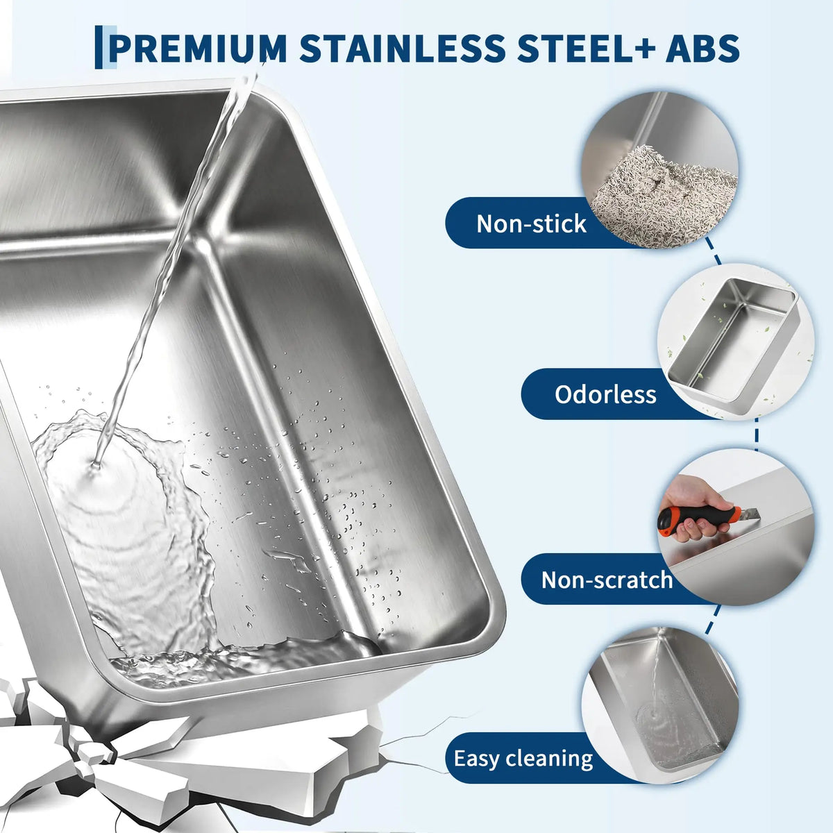 Studyset Enclosed Stainless Steel Cat Litter Box With Lid