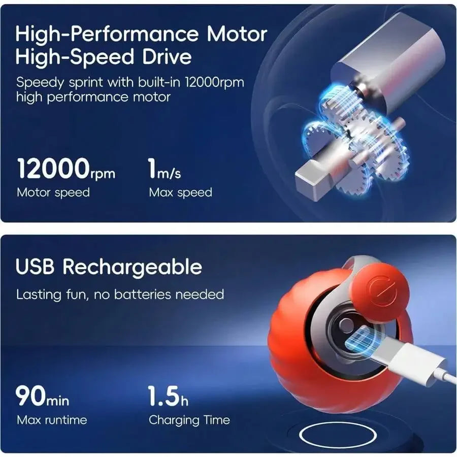 Interactive Rolling Ball Cat Toy With Feather Tail Rechargeable Smart Auto Motion For Indoor Cats