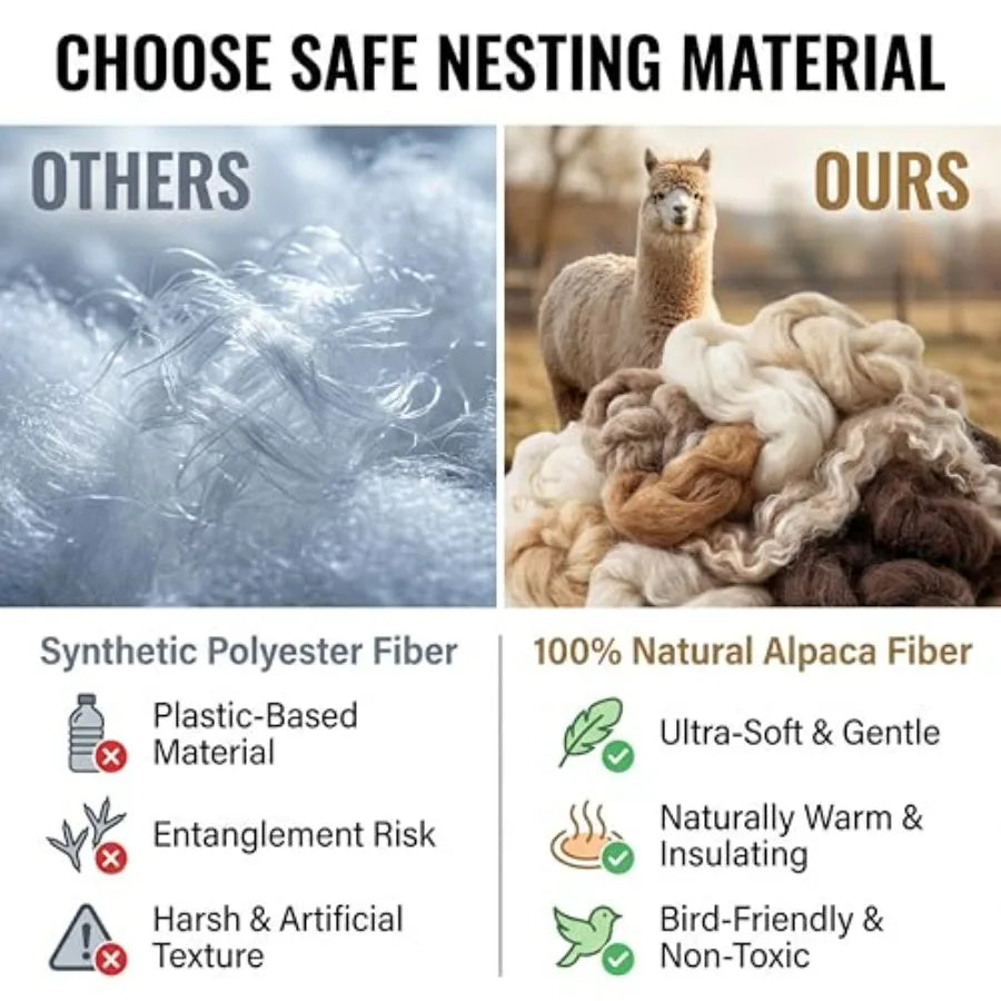 Alpaca Fiber Bird Nesting Heart Refillable Material Holder