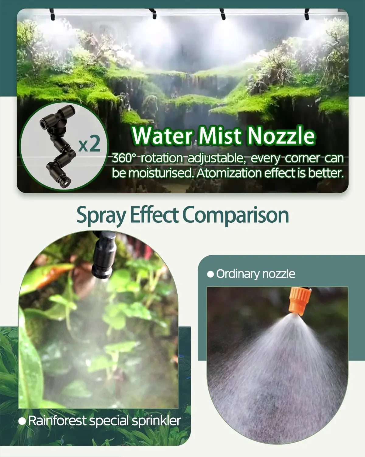 Reptile Fogger Silent Pump Misting Spray System Kit Nebulizer Plant Greenhouse Garden Irrigation Terrarium Spraying Device Kit