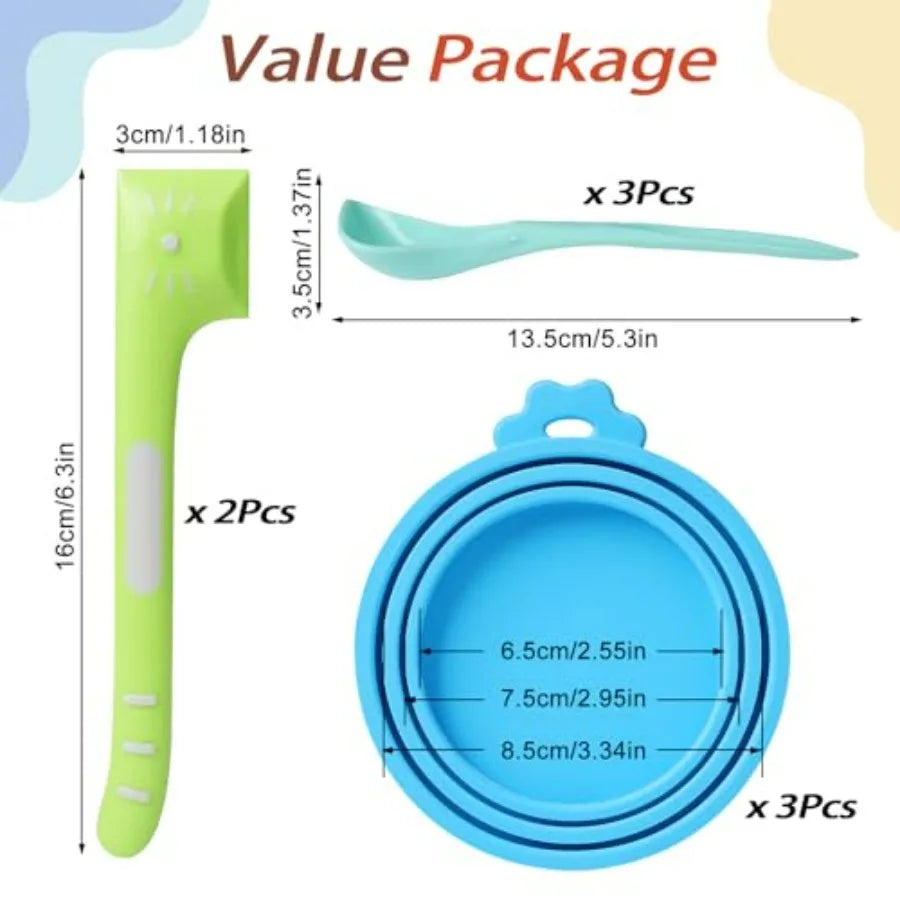 8 Pack Can Lids and Utensils for Dog Cat Containers