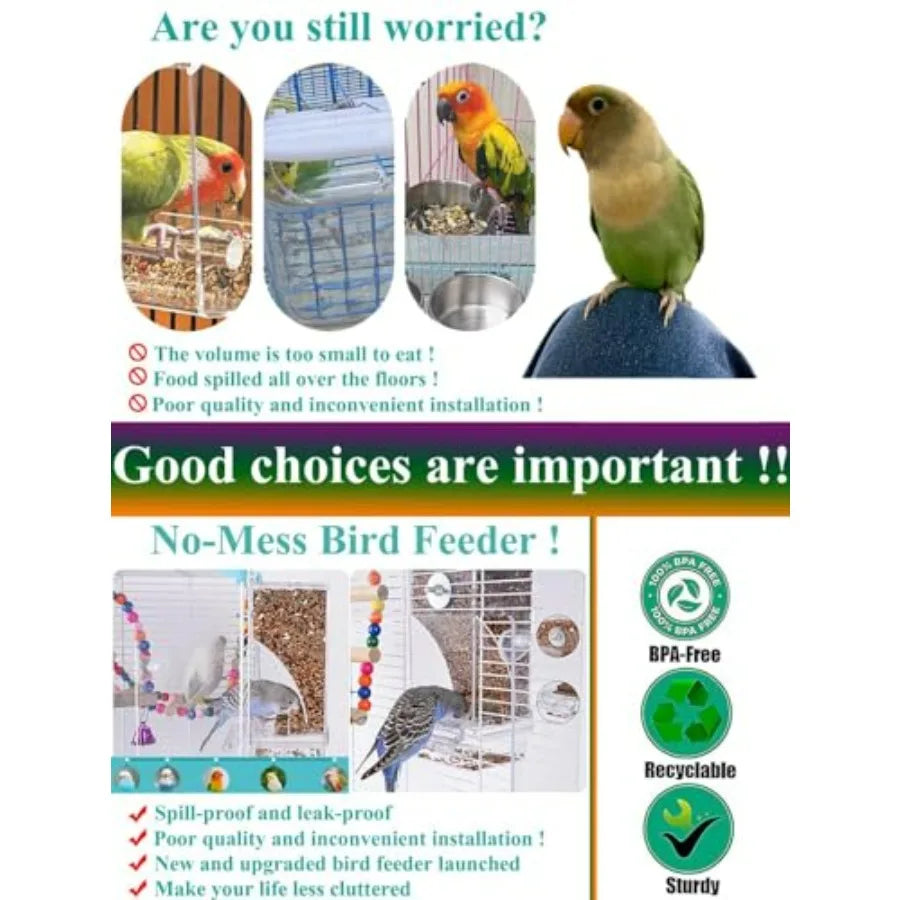 No Mess Bird Feeder Water Dispenser Set For Parrots And Parakeets