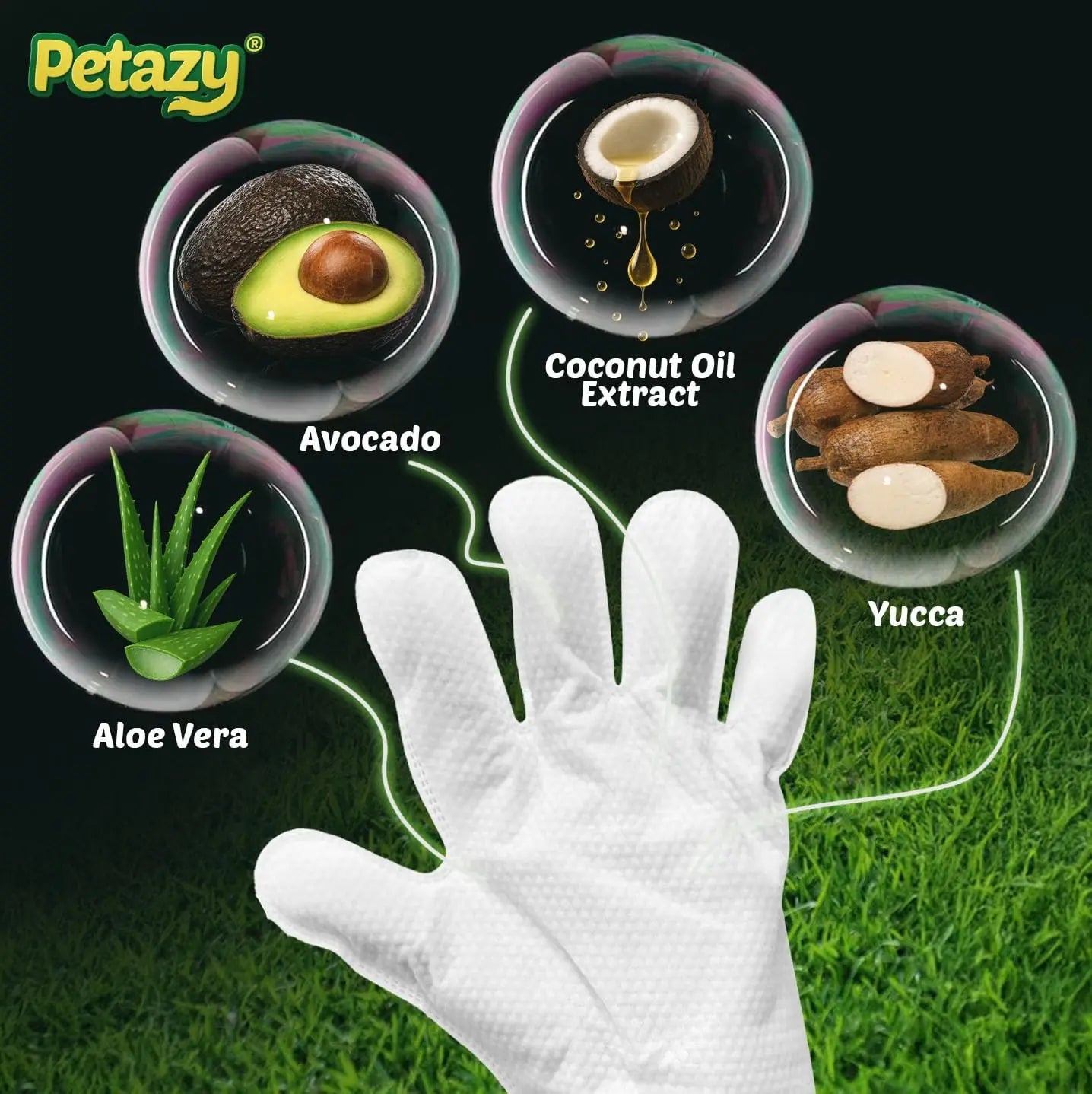 Hypoallergenic Pet Glove Wipes with Aloe & Coconut Oil – 25 Pack for Paws, Face, Ears & Butt, No Rinse Grooming
