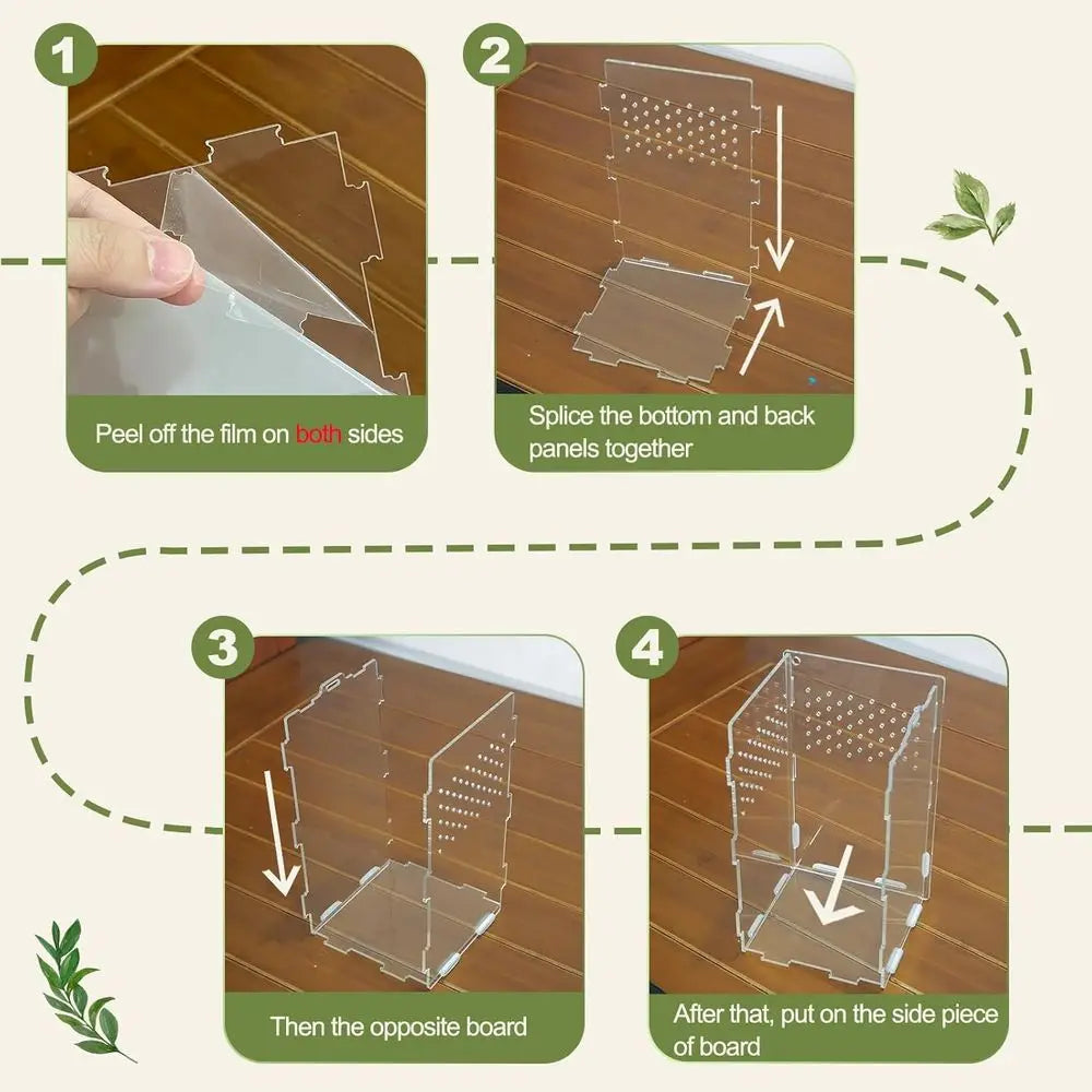Compact Acrylic Terrarium - 4.7x4.7x7.8 inches, Clear Enclosure with Ventilation for Small Reptiles, Hermit Crabs, Geckos, Lizar