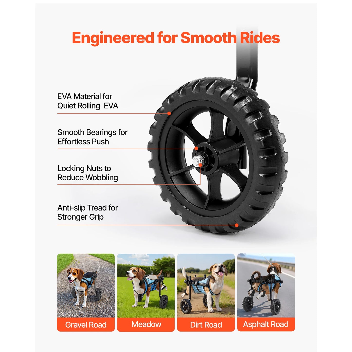 SucceBuy Dog Wheelchair for Back Legs Adjustable 2 Wheels Lightweight  Dog Cart with Shock-Absorbing Wheels for Disabled Dogs