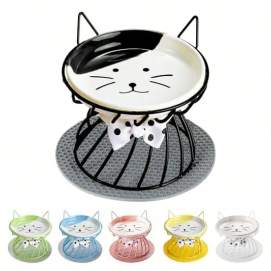 Raised Tilted Ceramic Cat And Small Dog Bowl No Spill