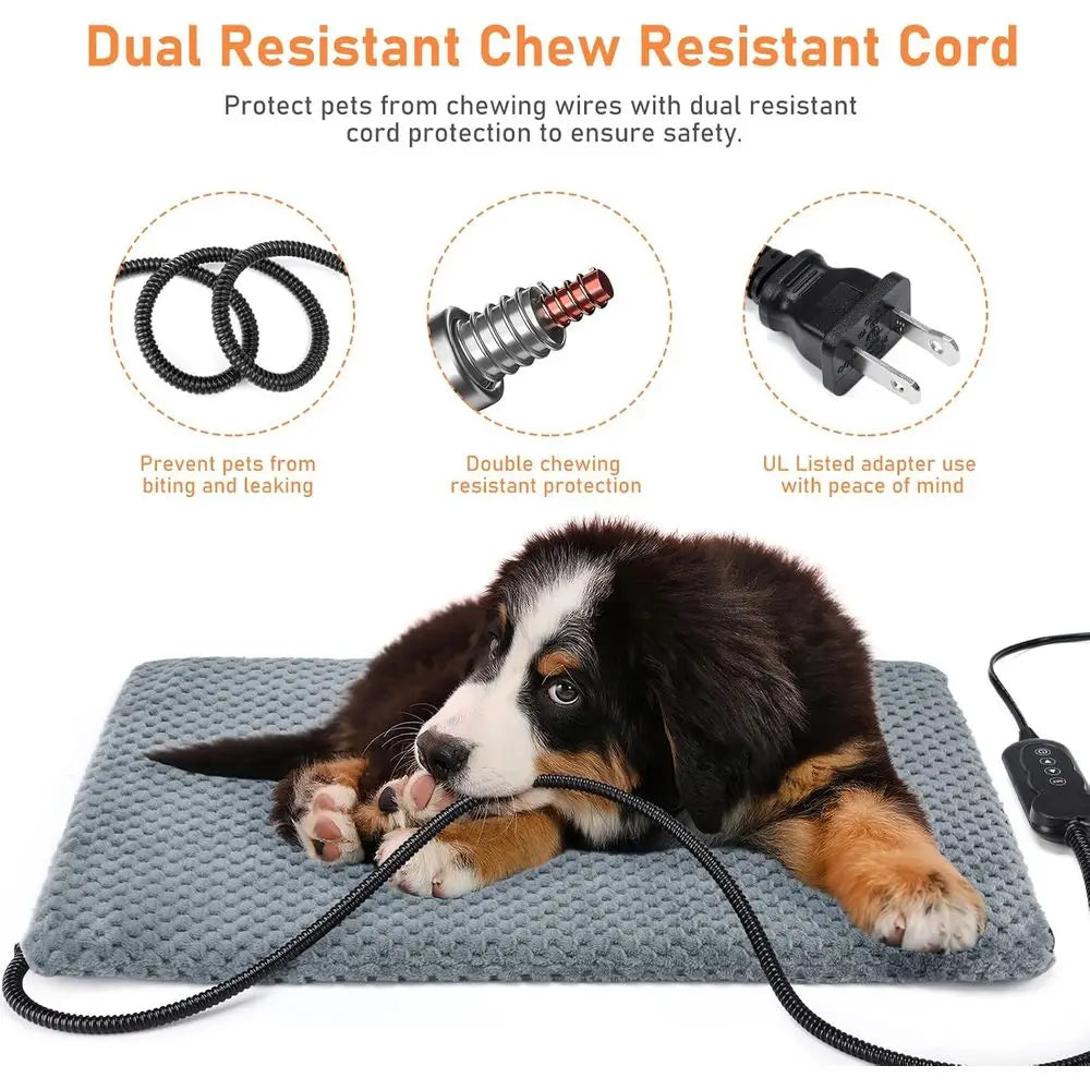 Heated Cat Bed, Waterproof Adjustable Temperature Heating Pad with Timer, Indoor Pet Heating Pad for Cats Dogs, Electric Pads fo