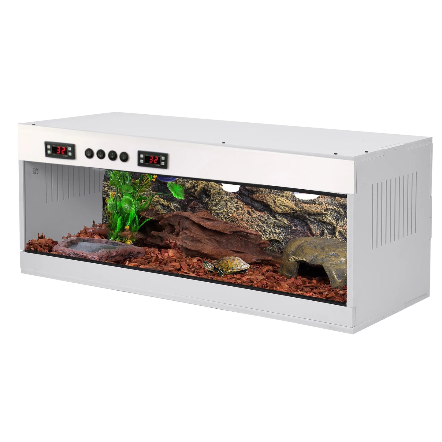 Reptile Terrarium, PVC Enclosure, Stackable Reptile Enclosure Tempered Glass Bearded Dragon Tank, for Amphibians Reptilians Arachnids Pets Habitat